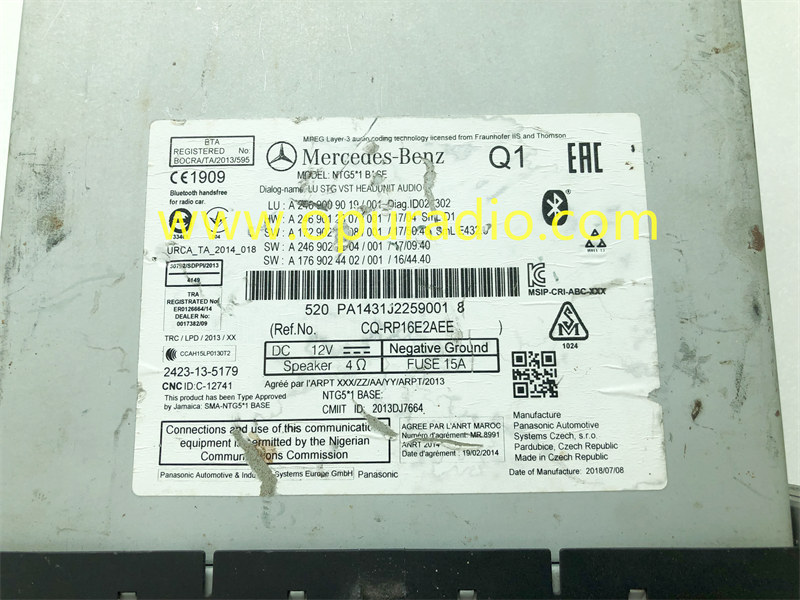 A2469009019 Radio Head Unit for Mercedes W246 W242 B Class G NTG5.1 BASE Radio