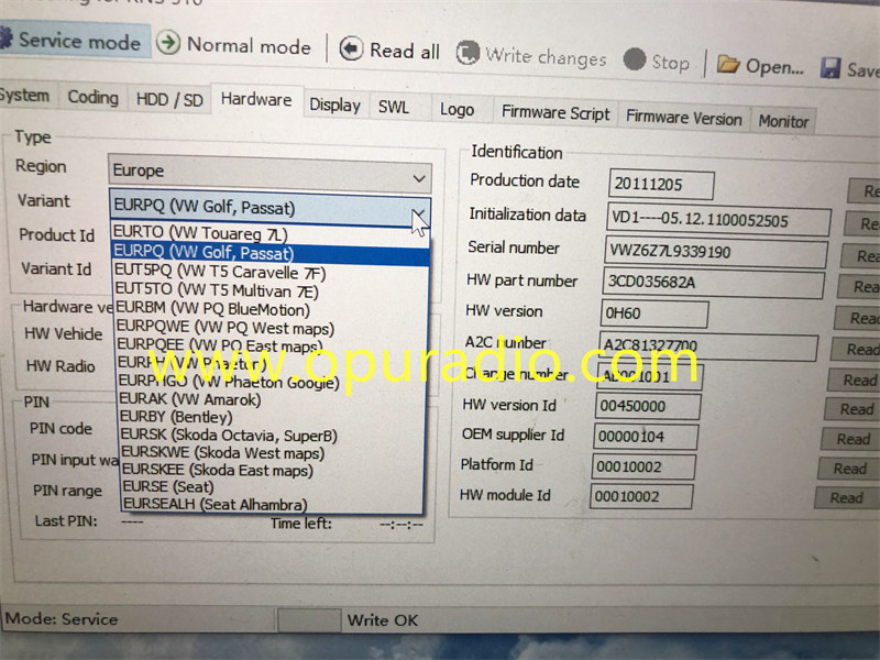 USB Cable Software for SetConfig RNS510 Program