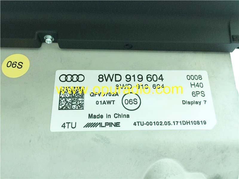 8WD919604 Display Screen LCD Monitor QFVD702A Alpine 7inch for 2017 Audi A4L MIB Navigation Audio systems Phone APPS