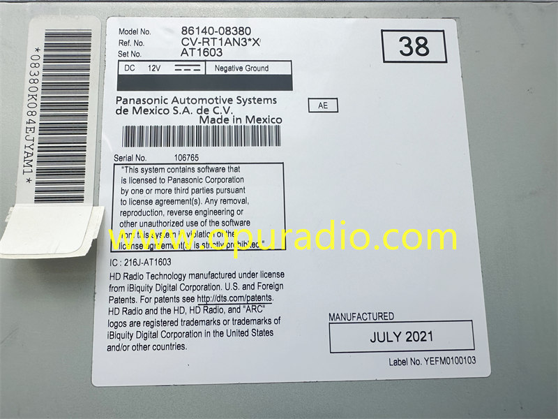 86140-08380 2020-2022 TOYOTA Sienna Receiver JBL Radio OEM Carplay XM