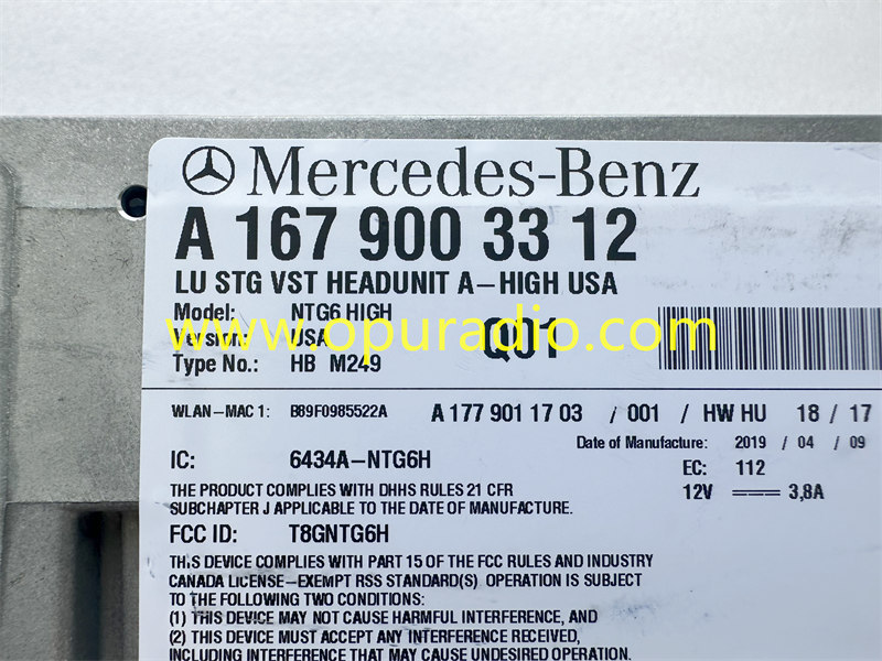 20-23 MERCEDES-BENZ GLE GLS RADIO RECEIVER HEAD UNIT HIGH USA OEM A1679003312