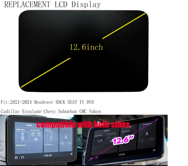 Display For 2021-2024 Chevrolet Tahoe Suburban GMC Yukon Rear Seat Screen DD126EA-01A