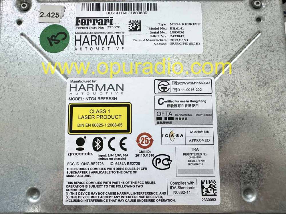 Radio Sat Nav NTG4 Head Unit Touch Display Ferrari California F149 273370 HARMAN