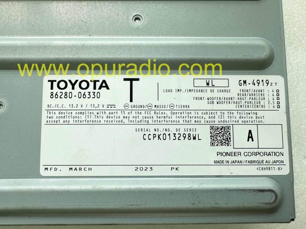 2022-2024 LEXUS ES NX LIFT  AUDIO AMPLIFIER 86280-33420 MOST AMP 86280-06330