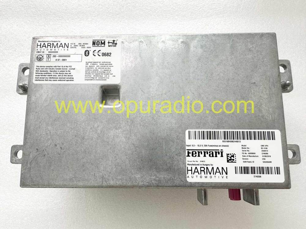alt="Label view of Ferrari California T Harman NIT navigation module"