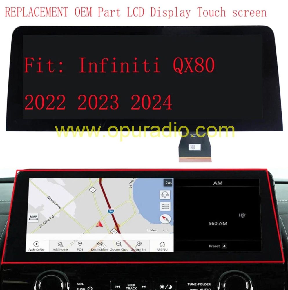 OEM replacement LCD touch screen for Infiniti QX80 dash radio monitor 2022-2024