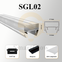 【SGL02】Stretch Ceiling Profile for LED Linear Recessed Lighting Ambient Wall Wash Lighting