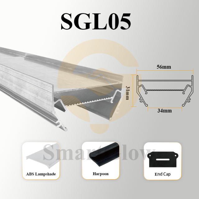 【SGL05】PVC Stretch Ceiling Linear LED Strip Recessed Lighting Aluminum Profile