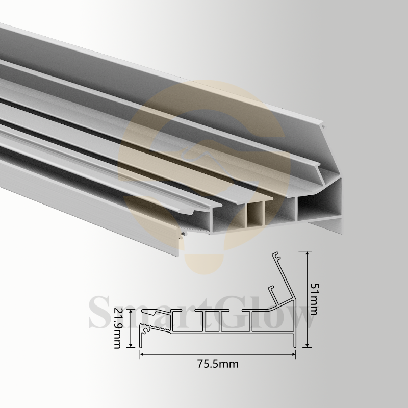 【SGC01】Hidden Curtain Double Track Rail With LED Lighting Aluminium Rail
