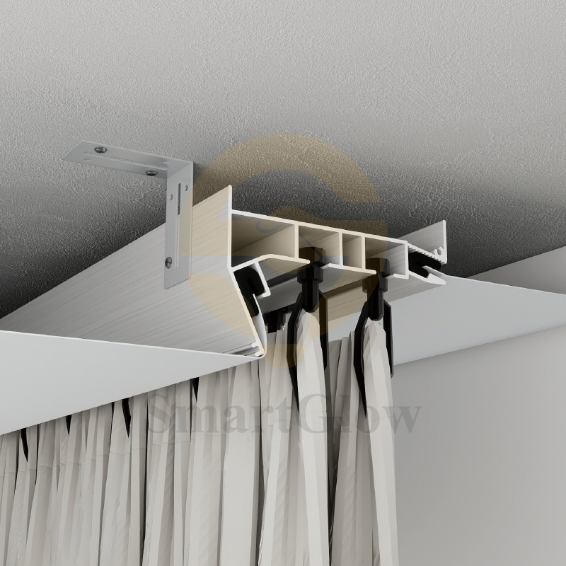【SGC01】Hidden Curtain Double Track Rail With LED Lighting Aluminium Rail