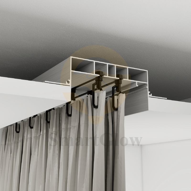 【SGC06】Recessed Curtain Double-line Track Rail Extrusion Aluminium Profile in Ceiling