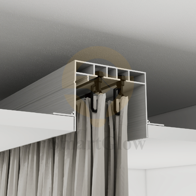 【SGC07】Custom Ceiling Recessed Mounted Curtain Double-line Track Rail Aluminum Profile
