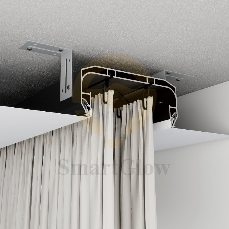 【SGC10】1m 2m Built-in Ceiling Hidden Curtain Aluminum Track With LED Lighting