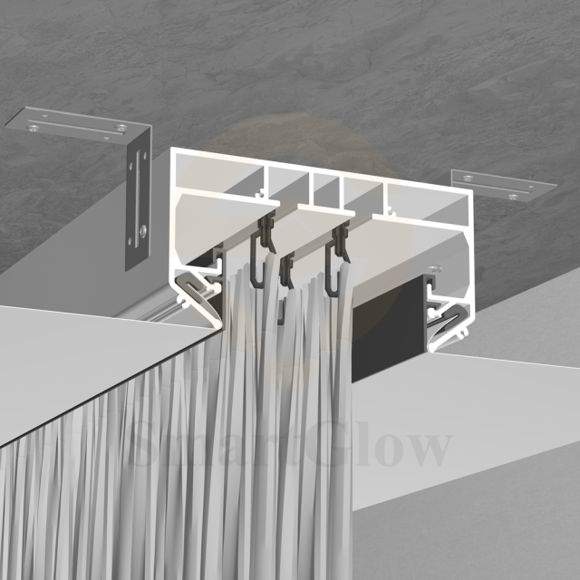 PVC Ceiling Recessed Mounted Curtain Track Rail Aluminum Profiles