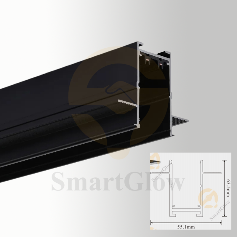 【SG25-RMA1M】48V Recessed LED Aluminium Smart Magnetic Track Rail Lighting System