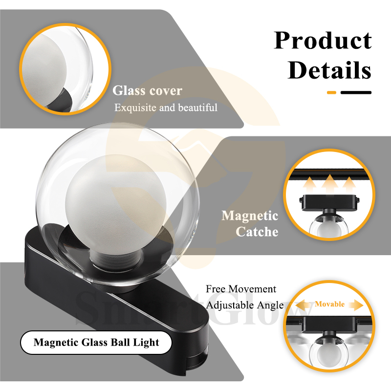 DC24V Ultra Thin Slim Woven Belt Smart Magnetic Track Glass Ball Lights