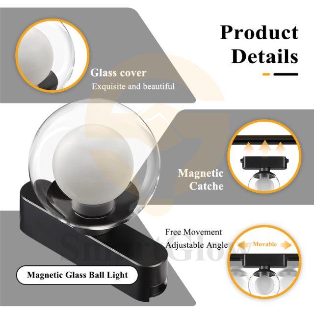 DC24V Ultra Thin Slim Woven Belt Smart Magnetic Track Glass Ball Lights