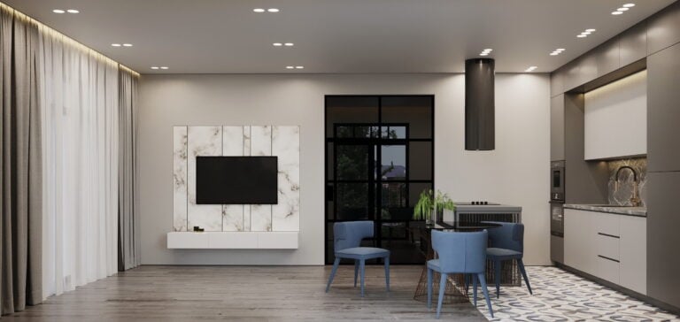 Lighting for stretch ceilings, flush with the ceiling