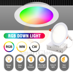 【SG605】﻿ 9W  RGB Led ip65 Ultra Slim Recessed Flat Downlight Smart Remote Control Pot Light in Ceiling