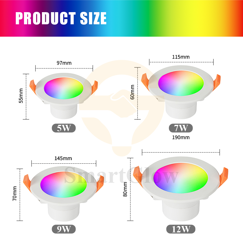 【SG602】4-inch Smart Dimmable RGBW Color-Changing LED Round recessed DownLights