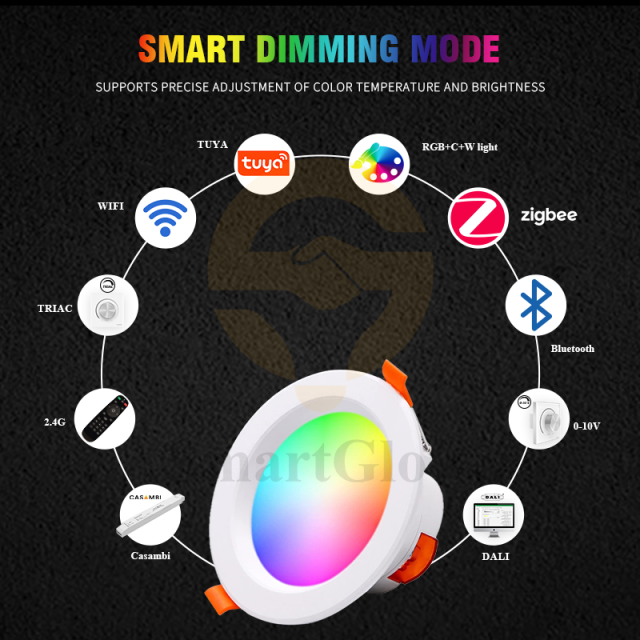 【SG602】4-inch Smart Dimmable RGBW Color-Changing LED Round recessed DownLights
