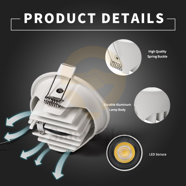 【SG801】Trimless sunken LED Osram Spotlights Commercial 180° Swivel Dimmable Ceiling spotlight