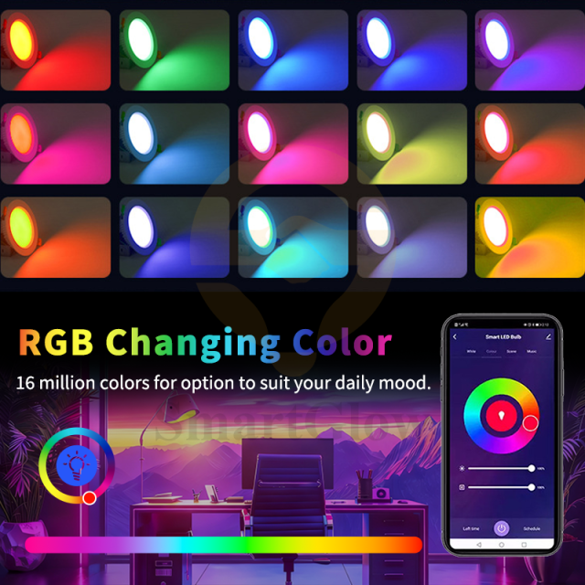 【SG604】10W Flat Led Can Lights Interior Smart Remote Control RGB Slim Led Downlight