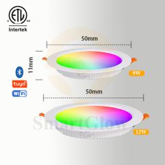【SG605】﻿ 9W  RGB Led ip65 Ultra Slim Recessed Flat Downlight Smart Remote Control Pot Light in Ceiling