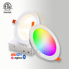 【SG605】﻿ 9W  RGB Led ip65 Ultra Slim Recessed Flat Downlight Smart Remote Control Pot Light in Ceiling