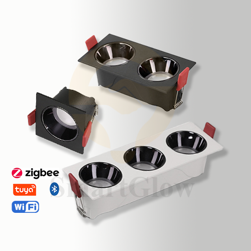 【SG806】3.5-inch Smart Integrated Square Multiple Head Recessed Canless Led Downlight With Trim