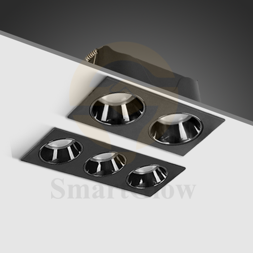 【SG806】3.5-inch Smart Integrated Square Multiple Head Recessed Canless Led Downlight With Trim