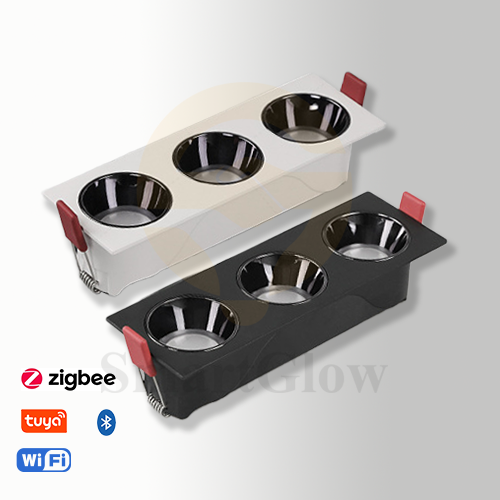 【SG806】3.5-inch Smart Integrated Square Multiple Head Recessed Canless Led Downlight With Trim