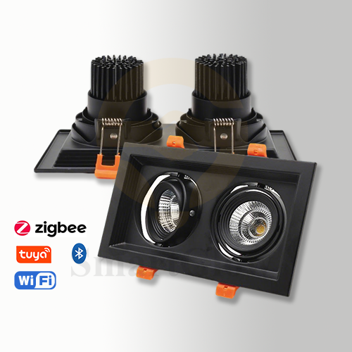 【SG824】5-inch Square Smart Dimmable Adjustable Swivel Recessed Spotlights With Trim