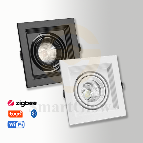 【SG824】5-inch Square Smart Dimmable Adjustable Swivel Recessed Spotlights With Trim