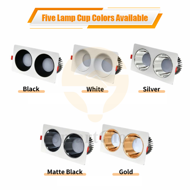 【SG838】Detachable Gold Double Recessed Led Spotlight Smart Adjustable 4 Square Recessed Soptlight