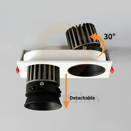 【SG838】Detachable Gold Double Recessed Led Spotlight Smart Adjustable 4 Square Recessed Soptlight