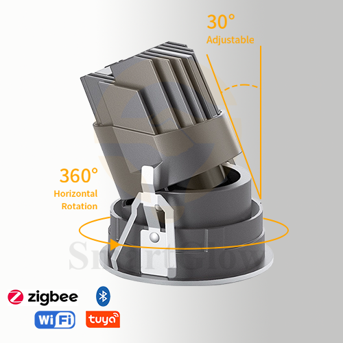 【SG844】Led Cob Recessed Swivel Shallow Depth Spotlights Adjustable Bathroom Spotlight ip65
