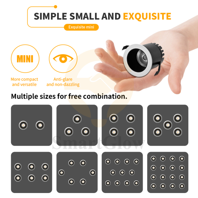 【SG850】Small Led Cob Spot Recessed Can Lighting Mini Matte Black Shallow Ceiling Spotlights