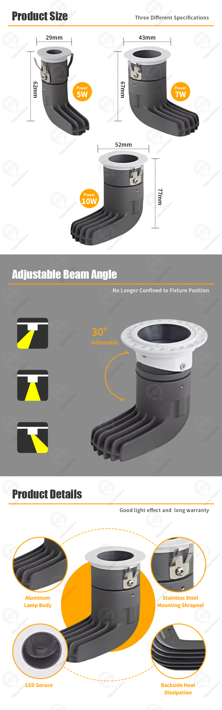recessed adjustable spotlight