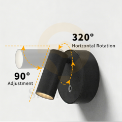 【SG901】Modern Touch Control Magnetic Adjustable Round Reading Wall Lamp – Black & White