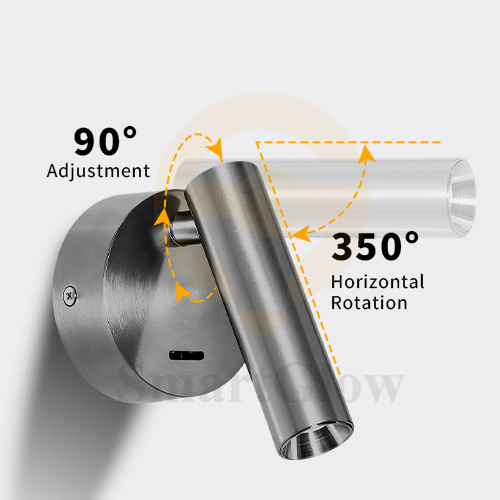 【SG902】LED Bedside Adjustable Reading Lamp Wall Mounted Sconce With USB Port– Glod & Silver