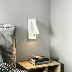 【SG904】Aluminium Rectangular Adjustable LED Wall Lamp Sconce for Bedroom With USB Port - Black & White