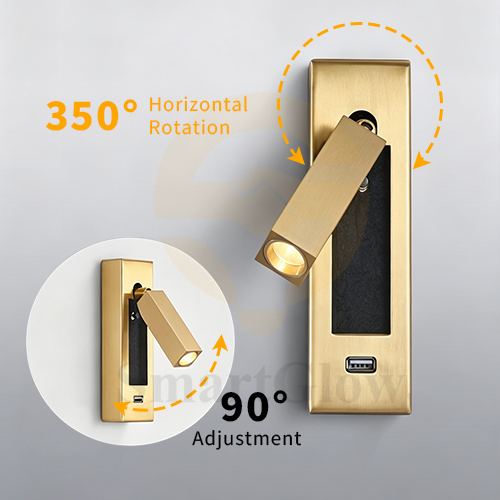 【SG905】Cylinder/Square Column Led Wall Mounted Reading Sconces Study Lights -  Gold & Black
