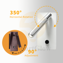 【SG912】7.4 Inch Height Modern LED Wall Mounted Lamp Aluminum Bedside Reading Sconce with Switch