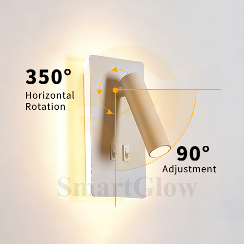 【SG913】Adjustable Square Bedside LED Wall Mounted Lamp Reading Sconce Light With backlight for Bedroom
