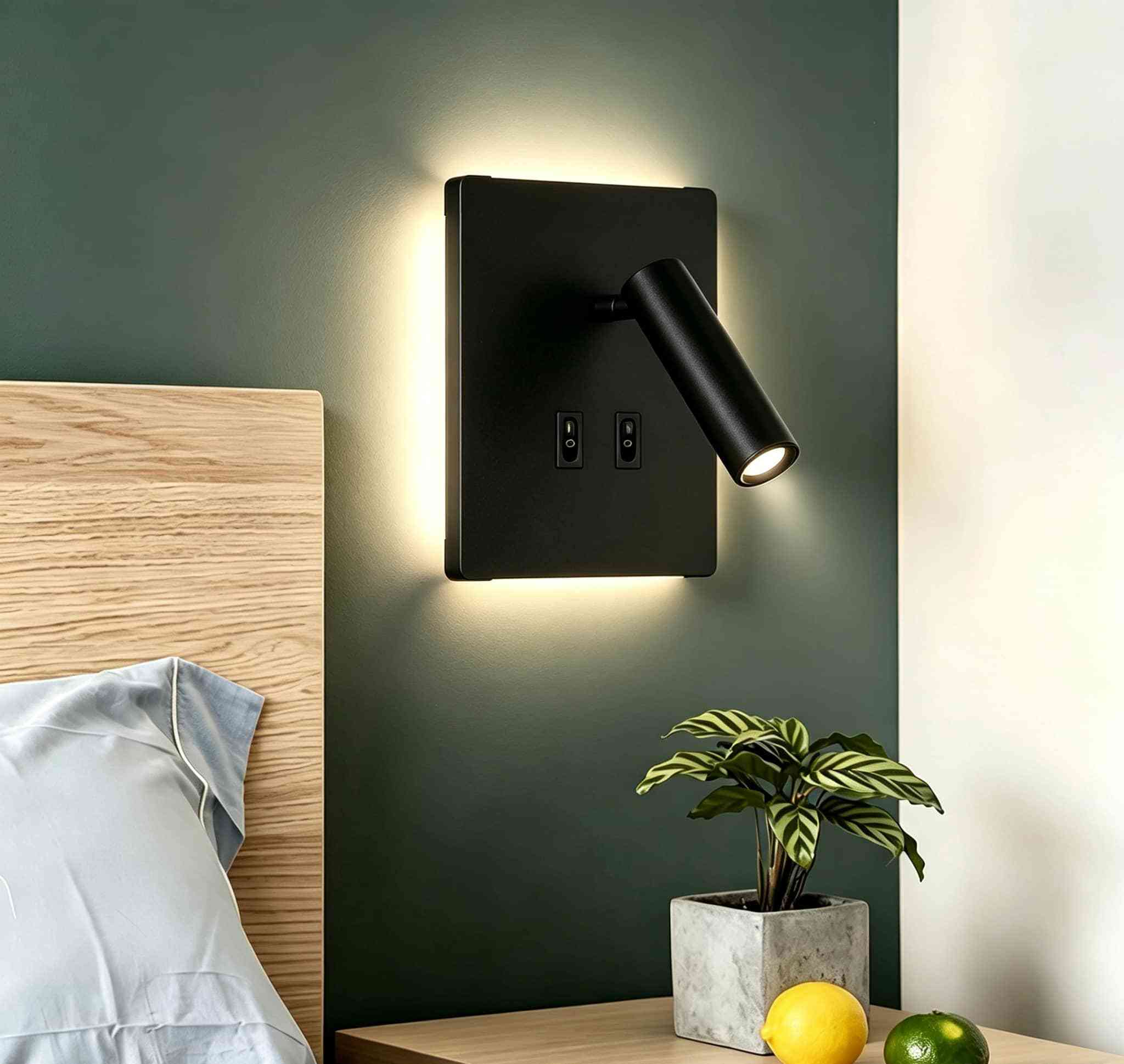 【SG913】Adjustable Square Bedside LED Wall Mounted Lamp Reading Sconce Light With backlight for Bedroom