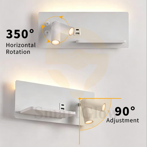 【SG914】Adjustable LED Bedside Wall Mounted Reading Light with Phone Holder With USB Port