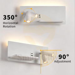 【SG914】Adjustable LED Bedside Wall Mounted Reading Light with Phone Holder With USB Port