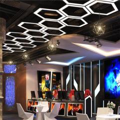 【SG512】16-inch Commercial LED Hexagonal Round Hanging Pendant Light, Wattage AndCCT Selectable, White & Black