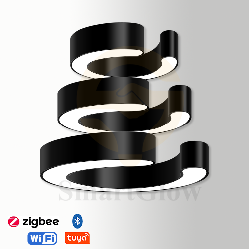 【SG513】Modern 16-inch LED Ring Pendant Light Fixtures for Office - Black & White ﻿